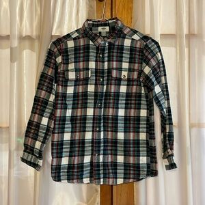 Old Navy boys size XL/14–16 black-and-white plaid flannel shirt